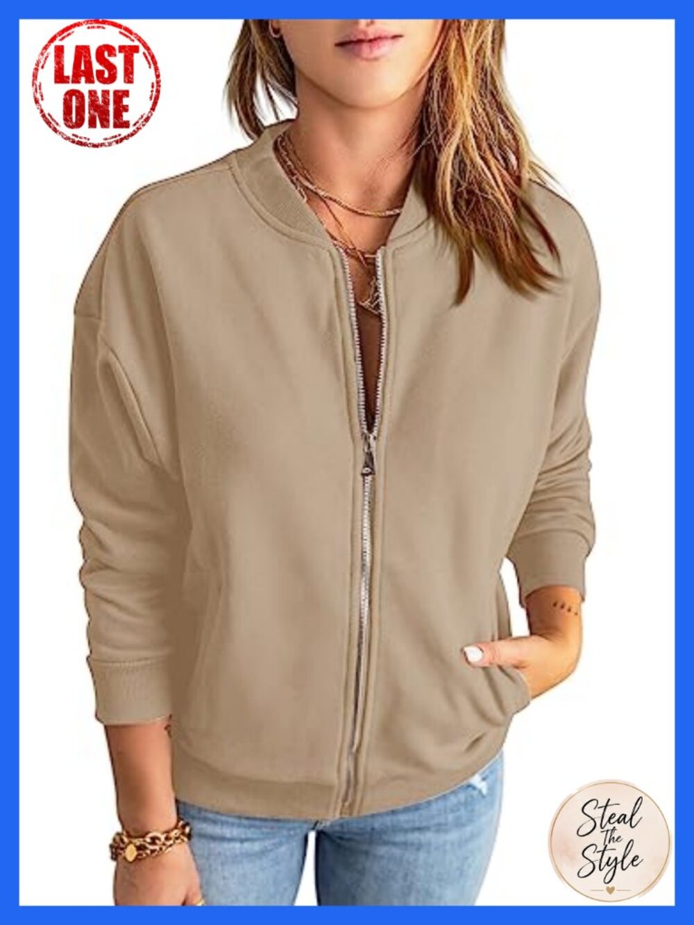 Women's Zip Up Sweatshirt Jacket Long Sleeve Casual Loose Fit with Pockets